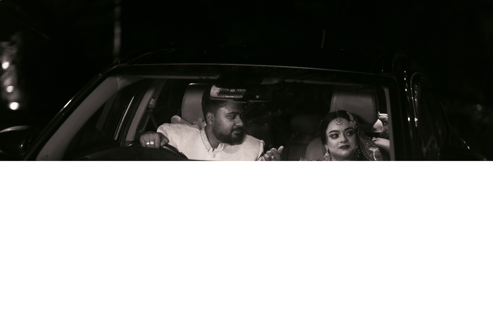 Couple in car at night cinematic shot